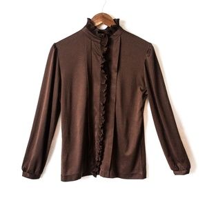 Contemporary Classics Brown Vintage Ruffle Blouse